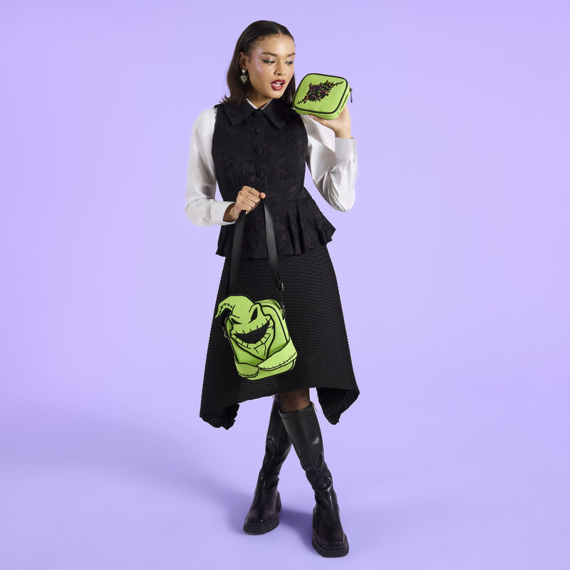Loungefly Disney NBC Oogie Boogie Glow Crossbuddies Cosplay Crossbody Bag with Coin Bag